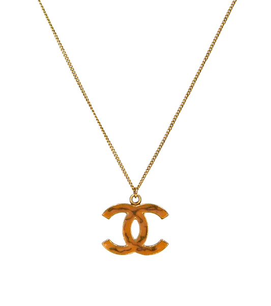 Chanel Orange CC Gold Necklace