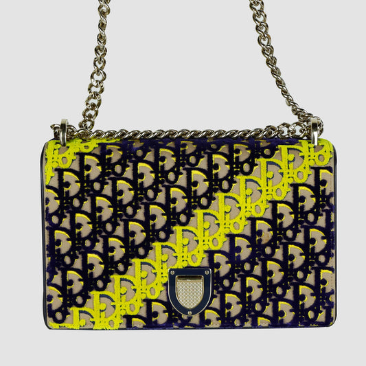 Velvet Oblique Diorama Chain Shoulder Bag Crossbody Bag