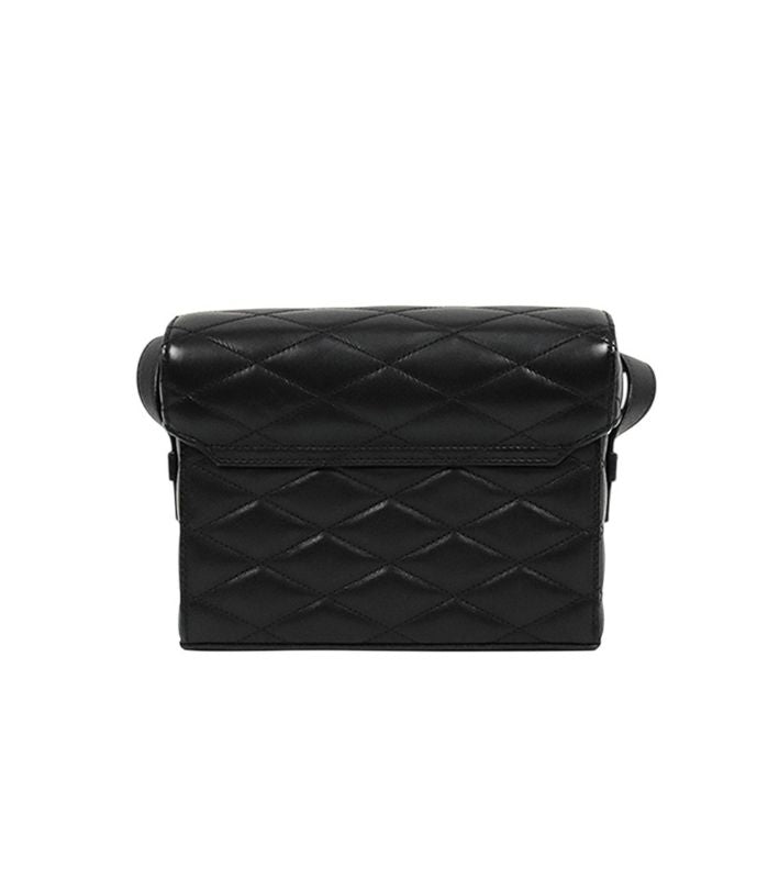 Saint Laurent Black Gold-Plated Matelassé Semi-Box Bag