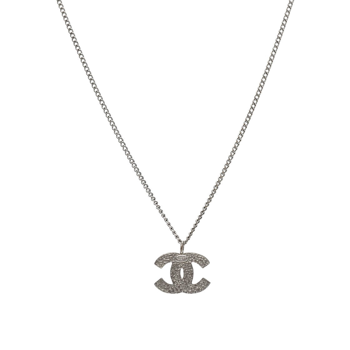 Chanel Ivory CC Silver Necklace