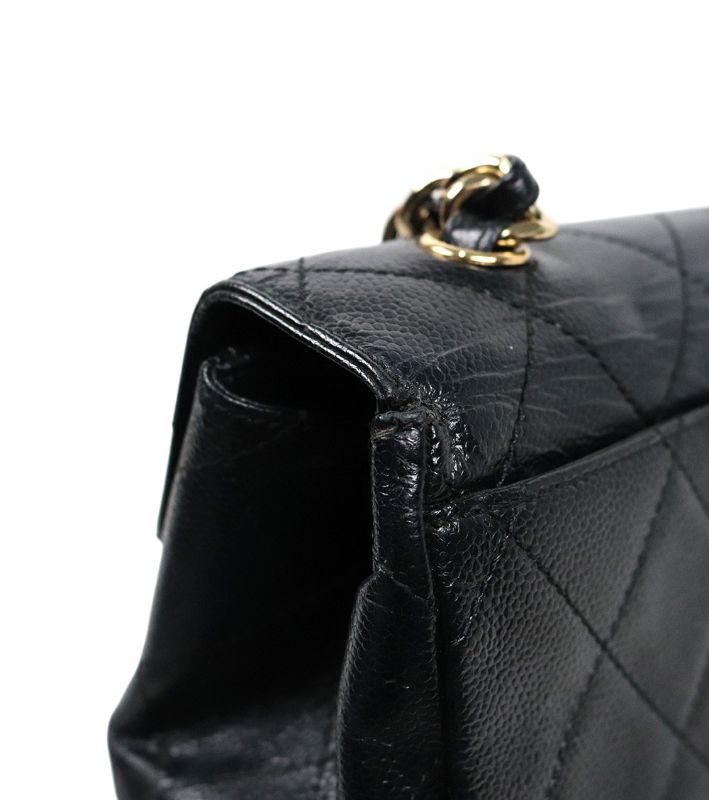 Chanel Black Caviar Quilted CC Chain Shoulder Bag