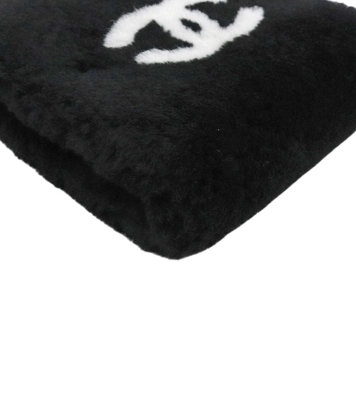 Chanel Black Shearling Chain Shoulder Bag