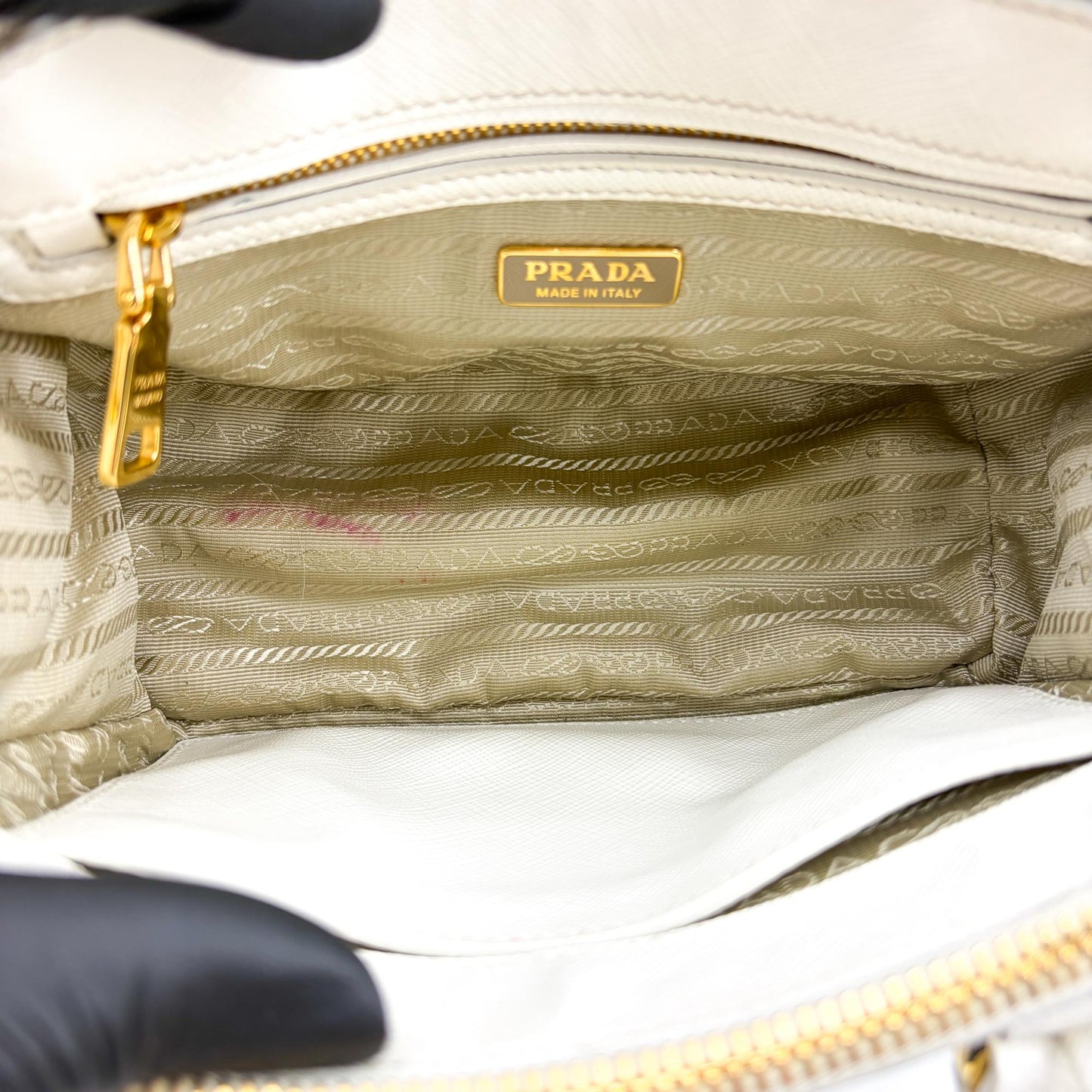 Prada Galleria Saffiano Micro Shoulder Bag White with Gold Hardware