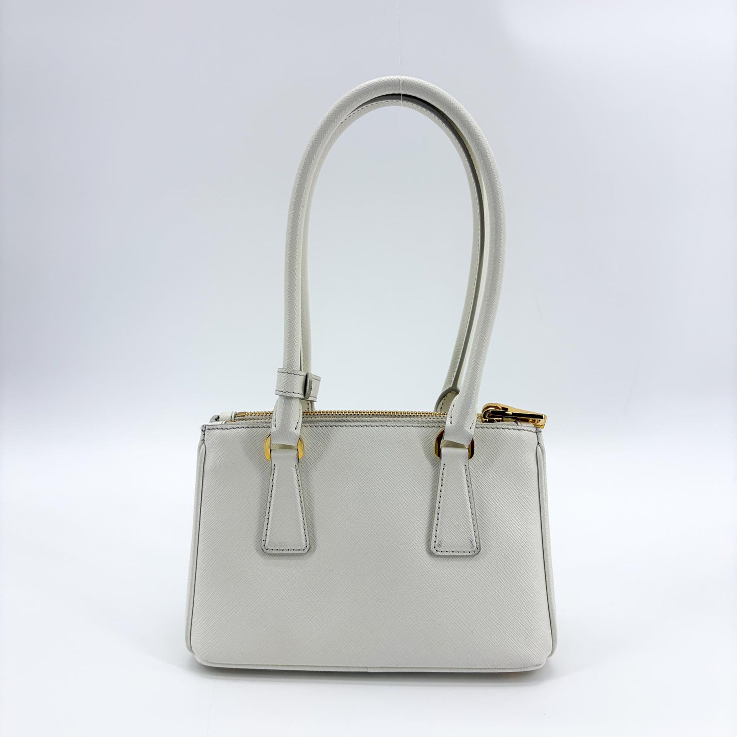 Prada Galleria Saffiano Micro Shoulder Bag White with Gold Hardware