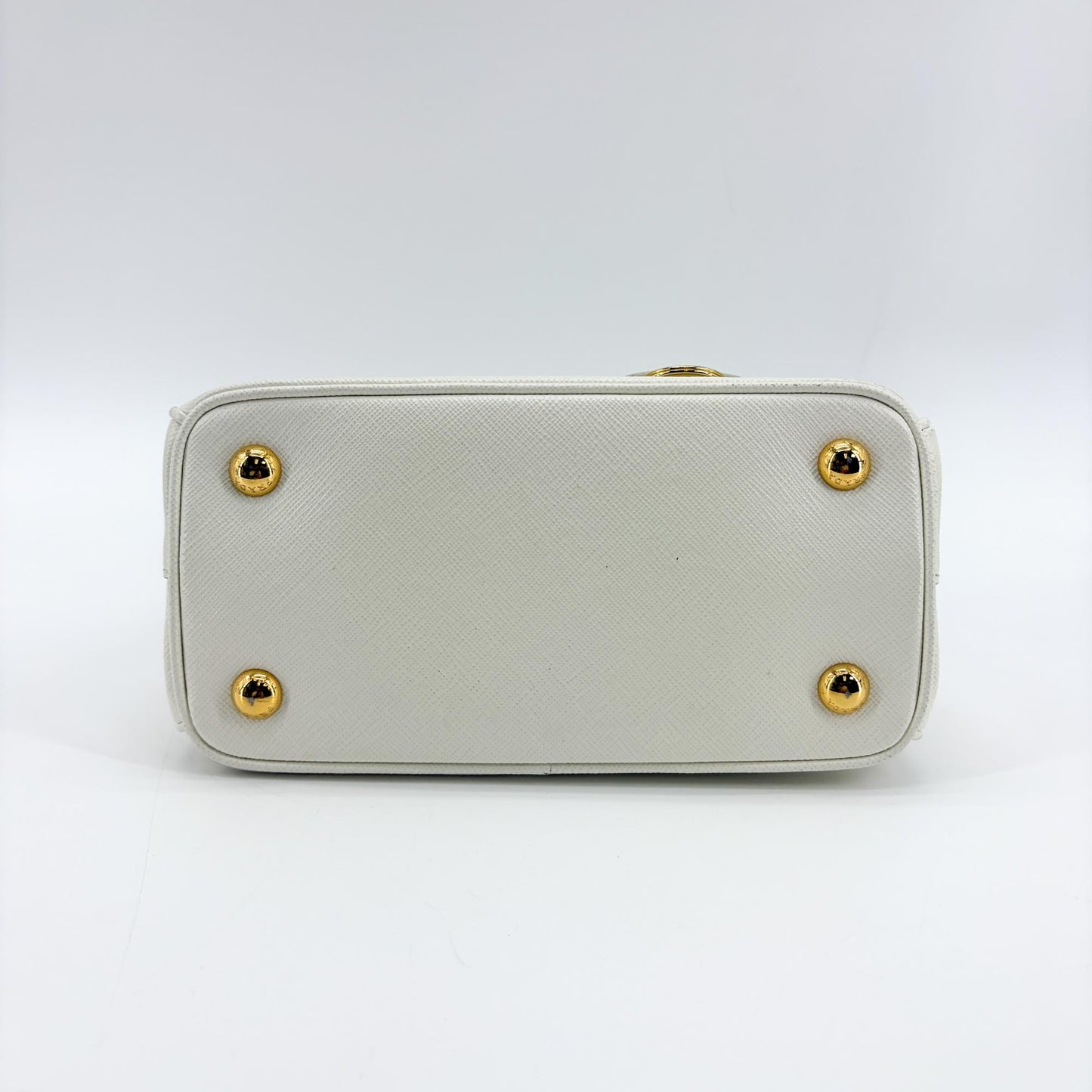 Prada Galleria Saffiano Micro Shoulder Bag White with Gold Hardware