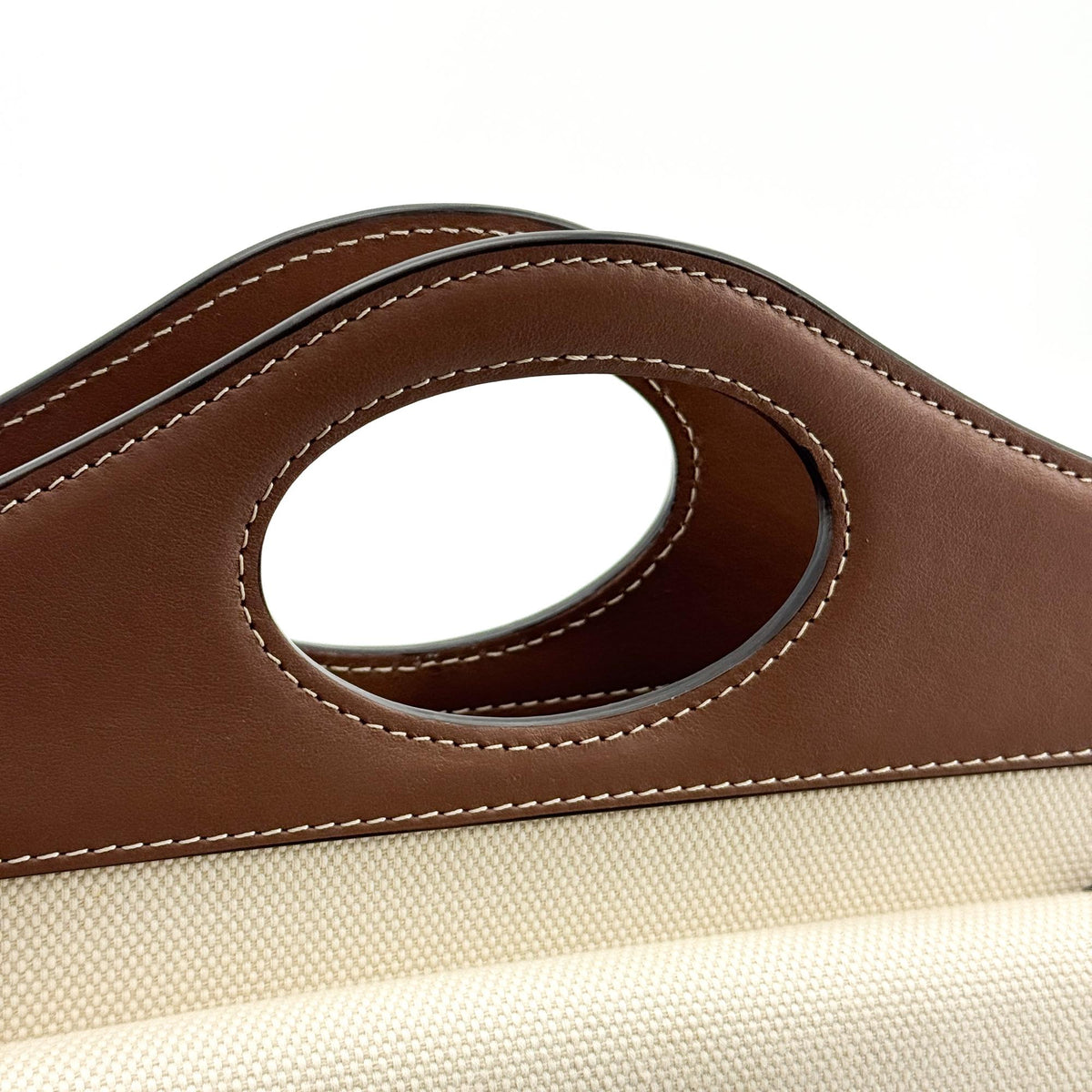 Burberry Mini Two-Tone Canvas Leather Pocket Bag Malt Brown