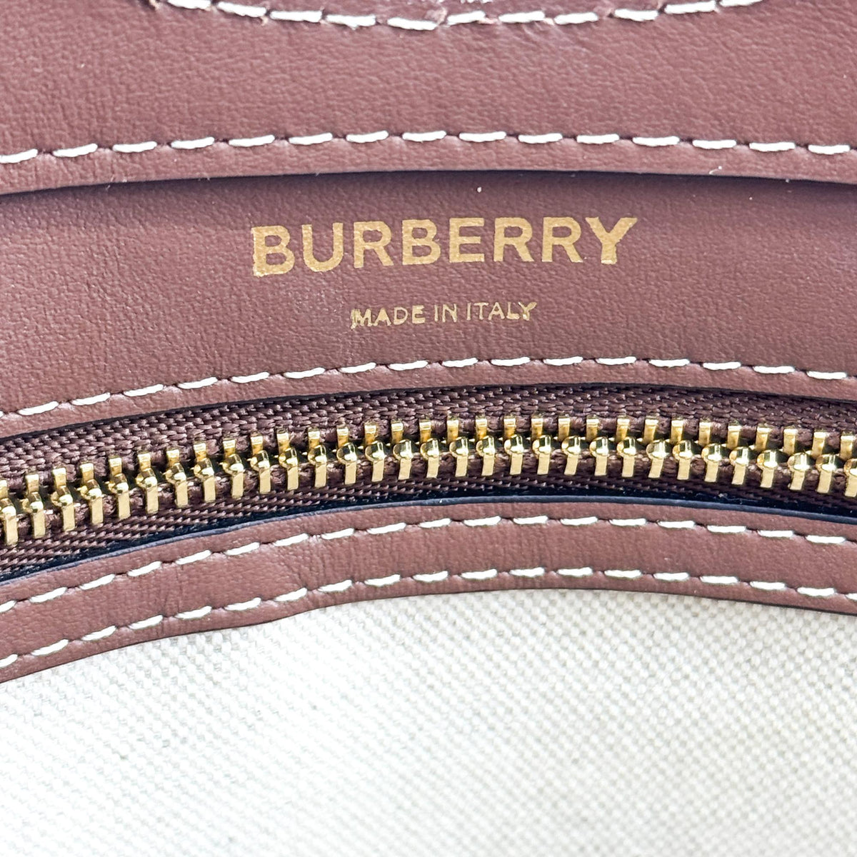 Burberry Mini Two-Tone Canvas Leather Pocket Bag Malt Brown