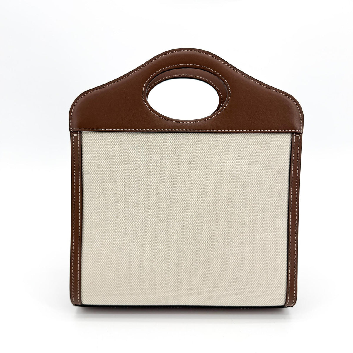 Burberry Mini Two-Tone Canvas Leather Pocket Bag Malt Brown