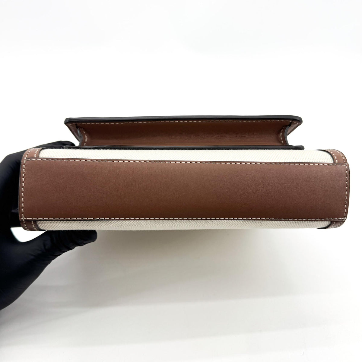 Burberry Mini Two-Tone Canvas Leather Pocket Bag Malt Brown