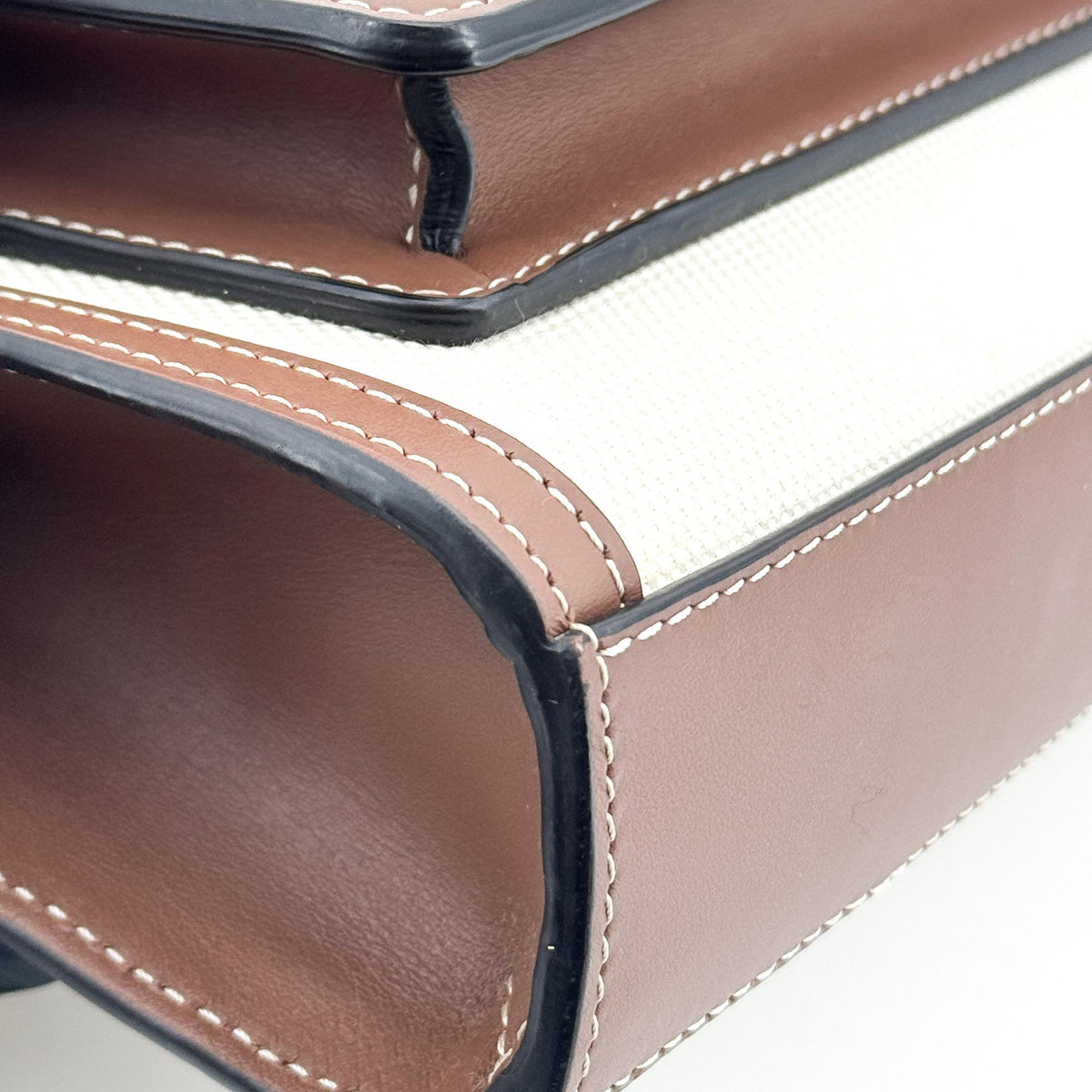 Burberry Mini Two-Tone Canvas Leather Pocket Bag Malt Brown