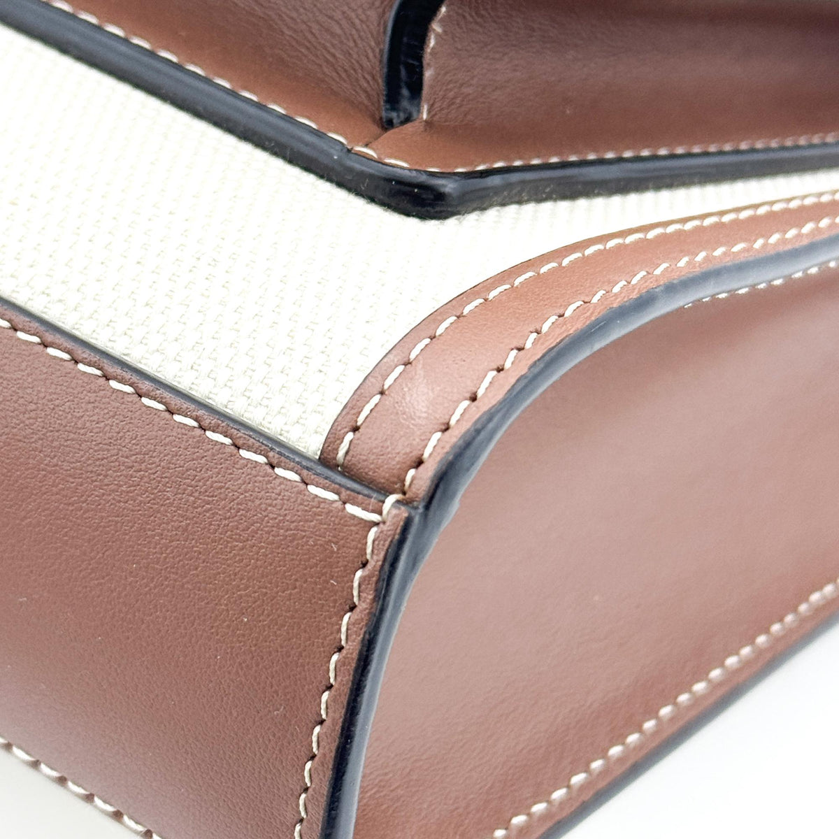 Burberry Mini Two-Tone Canvas Leather Pocket Bag Malt Brown