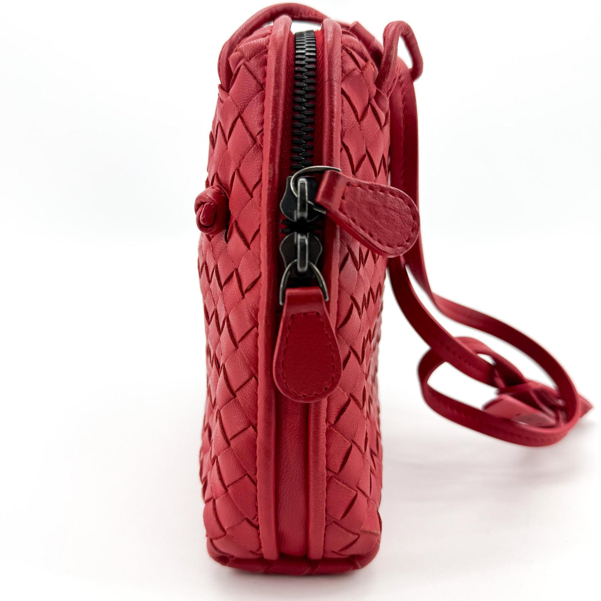 Bottega Veneta Intrecciato Nord Crossbody Bag Red