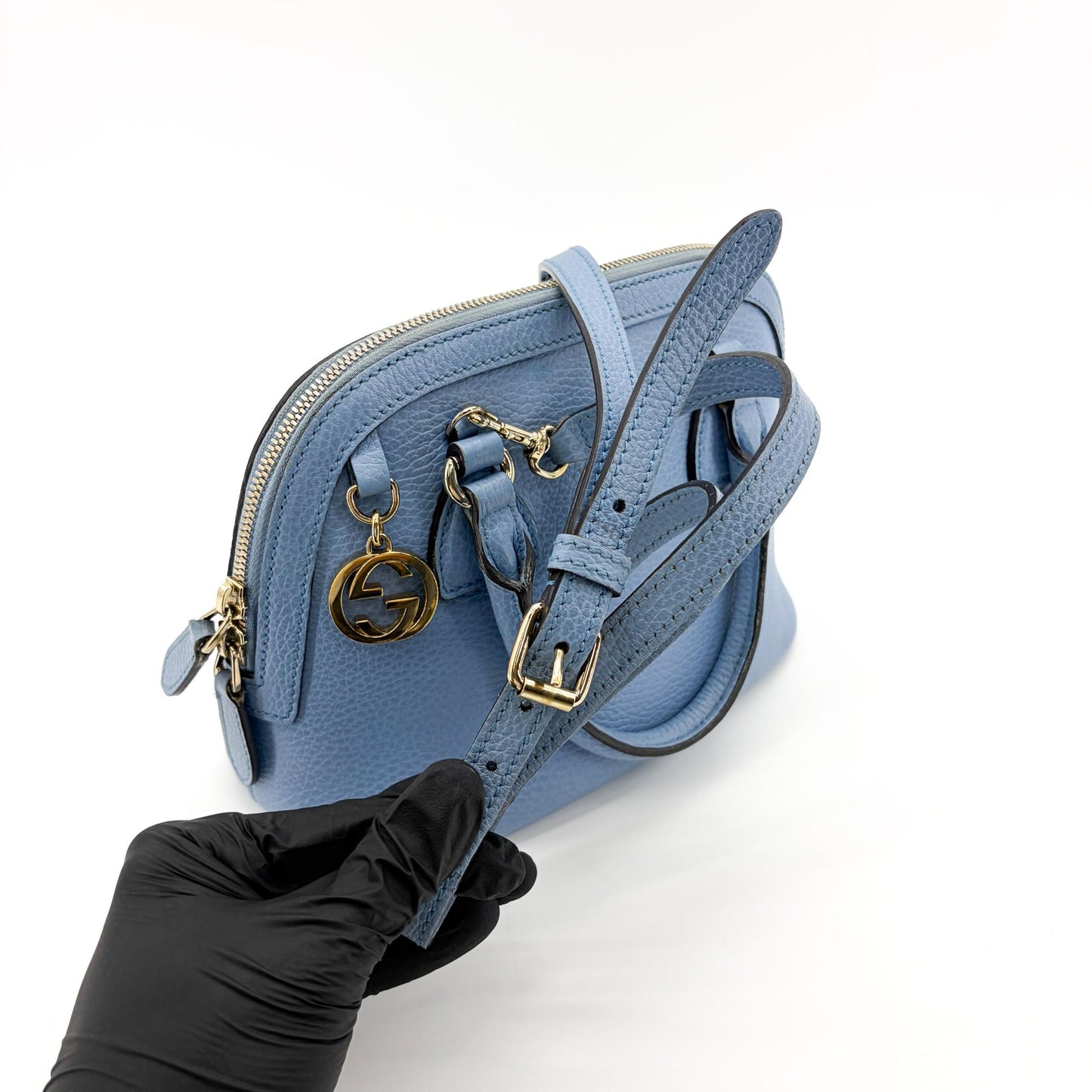 Gucci Dollar Calf Mini Dome Bag Light Blue