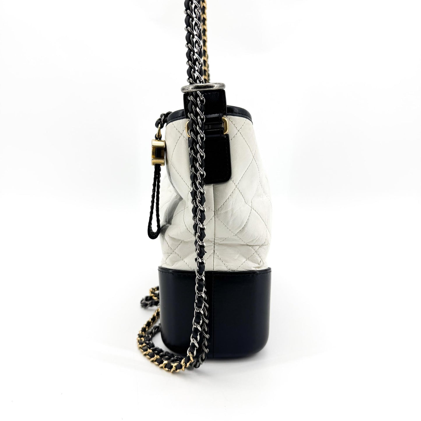 Chanel Gabrielle Small Hobo Bag Aged Calfskin White Black