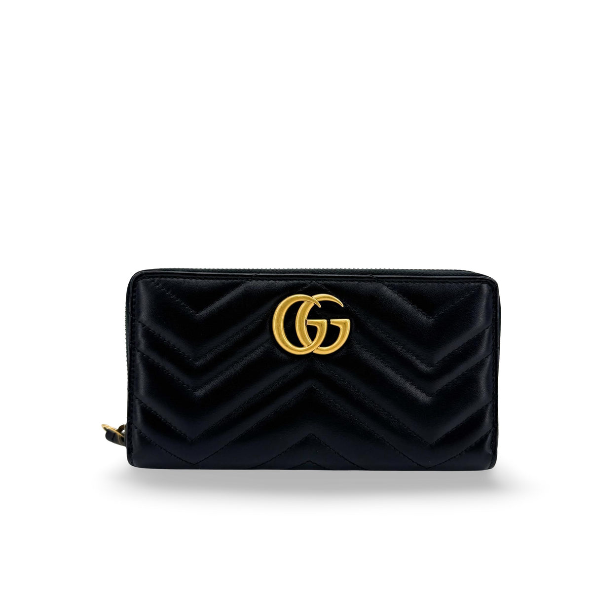 Gucci GG Marmont Zipper Around Long Wallet Black