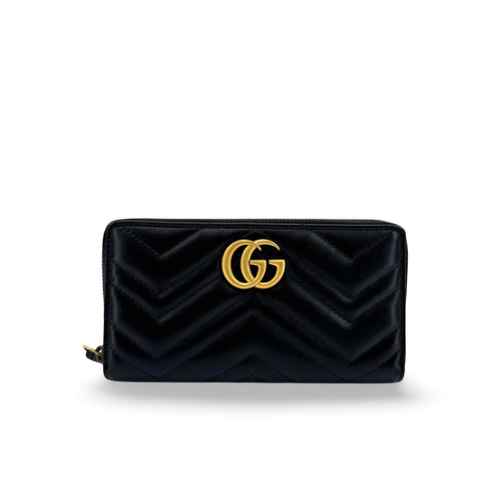 Gucci GG Marmont Zipper Around Long Wallet Black