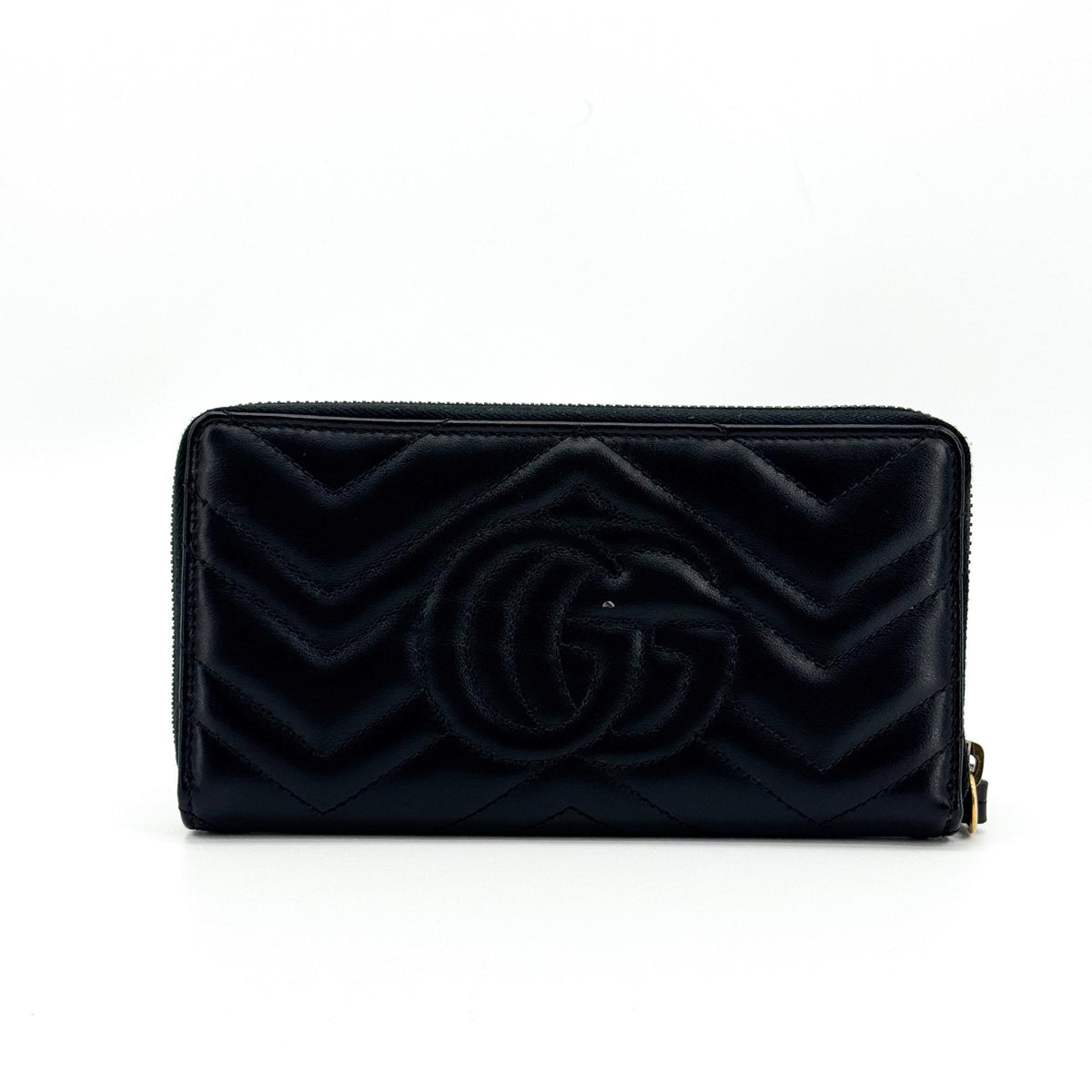 Gucci GG Marmont Zipper Around Long Wallet Black