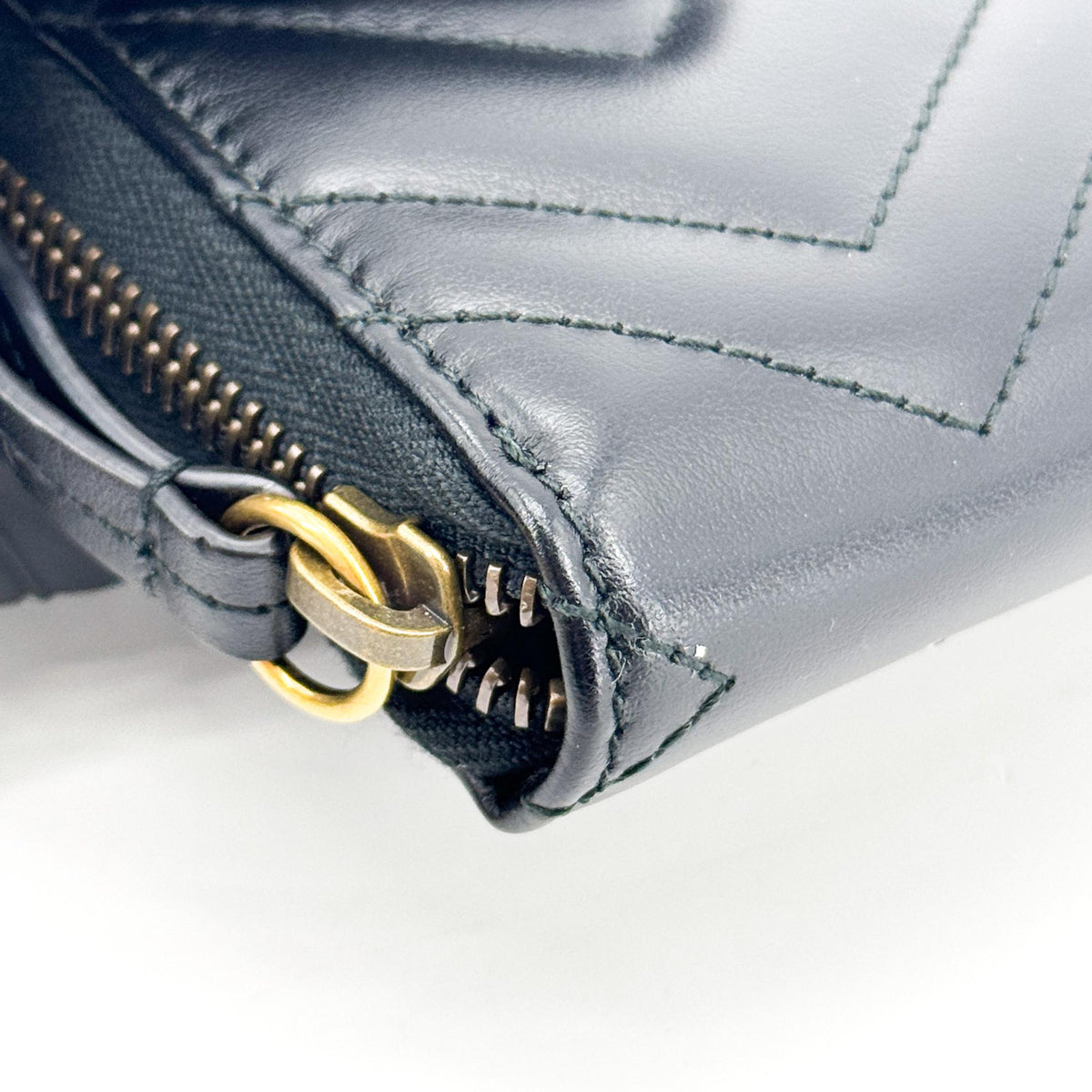 Gucci GG Marmont Zipper Around Long Wallet Black