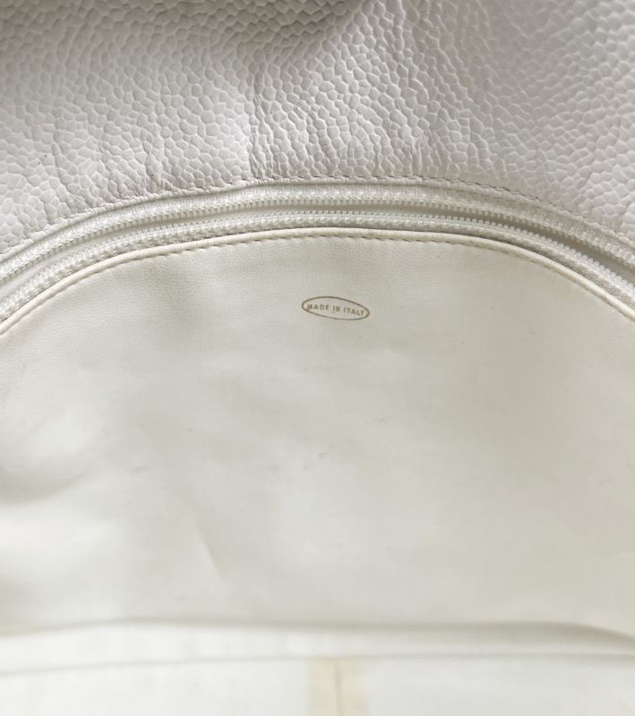 Chanel White Caviar Big CC Chain Shoulder Bag