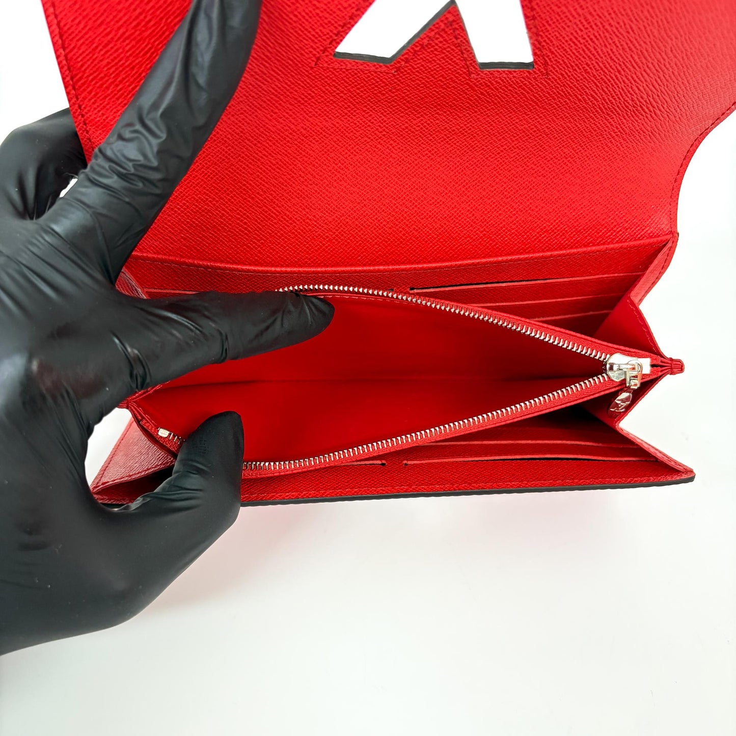 Louis Vuitton Epi Twist Chain Wallet Red Silver Hardware