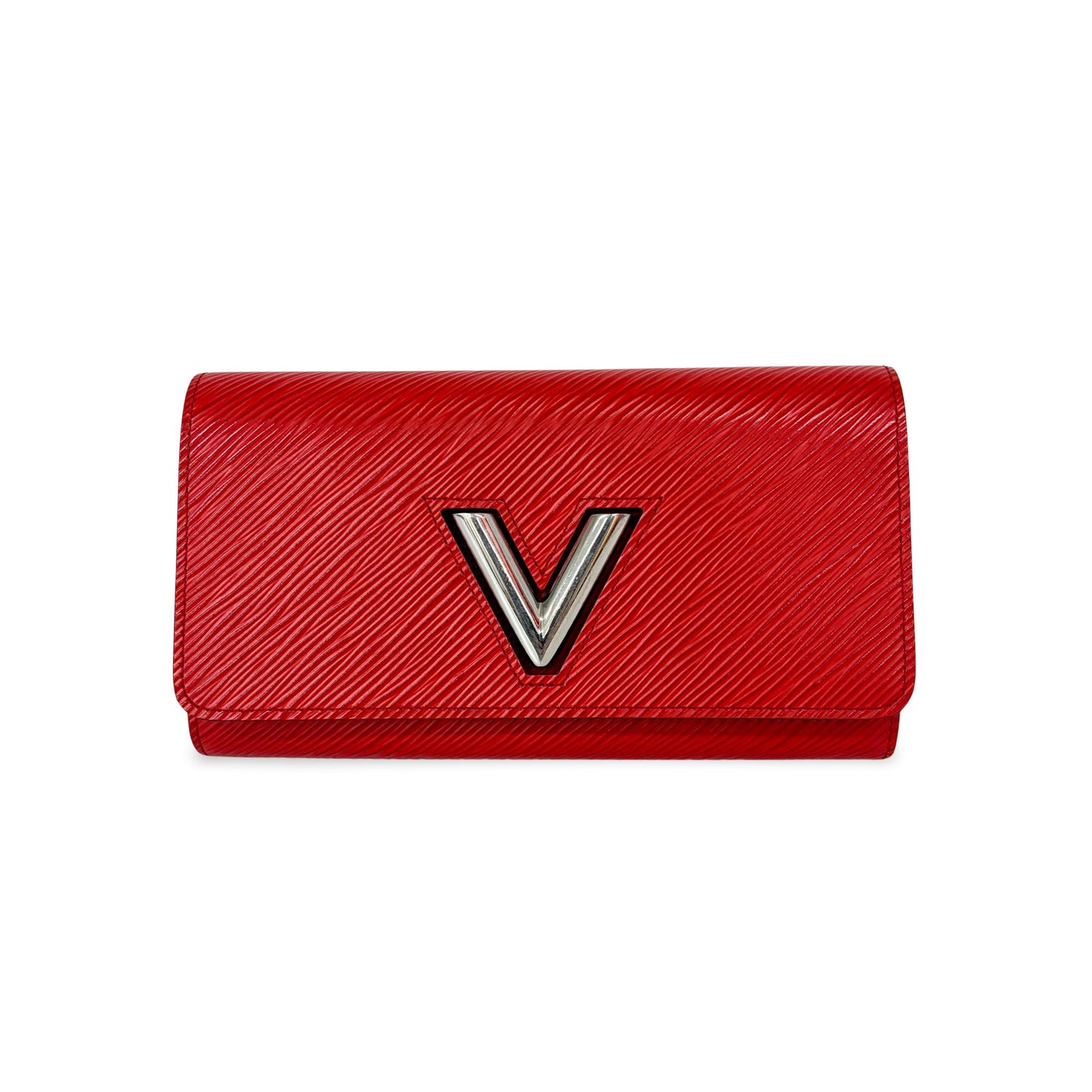 Louis Vuitton Epi Twist Chain Wallet Red Silver Hardware