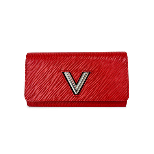 Louis Vuitton Epi Twist Chain Wallet Red Silver Hardware