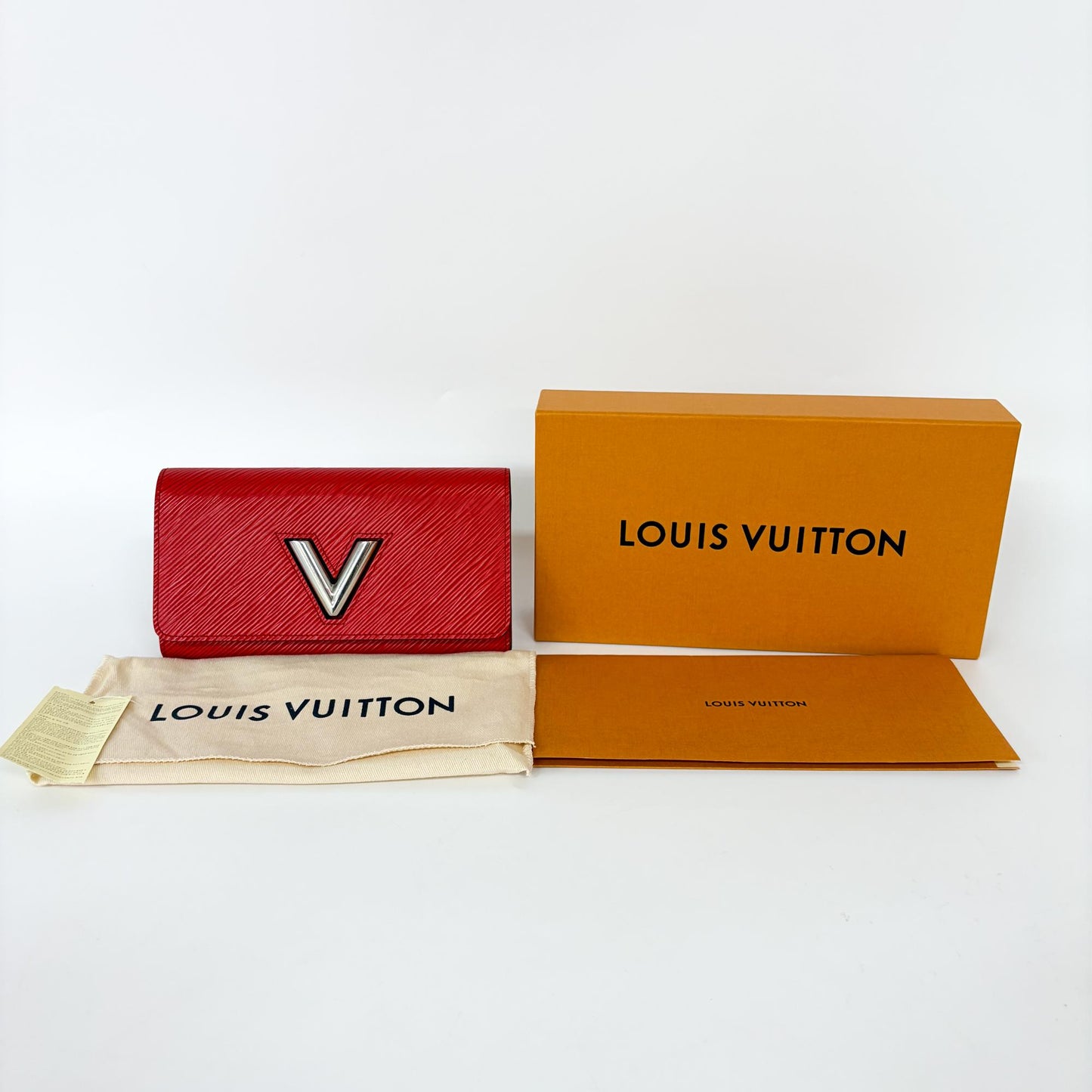 Louis Vuitton Epi Twist Chain Wallet Red Silver Hardware