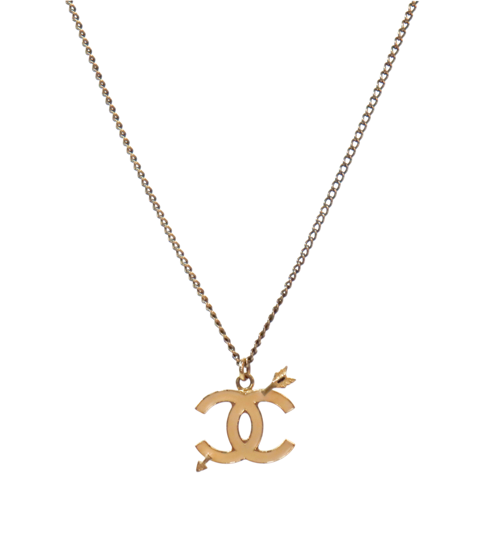 Chanel Beige Cupid CC Gold Necklace