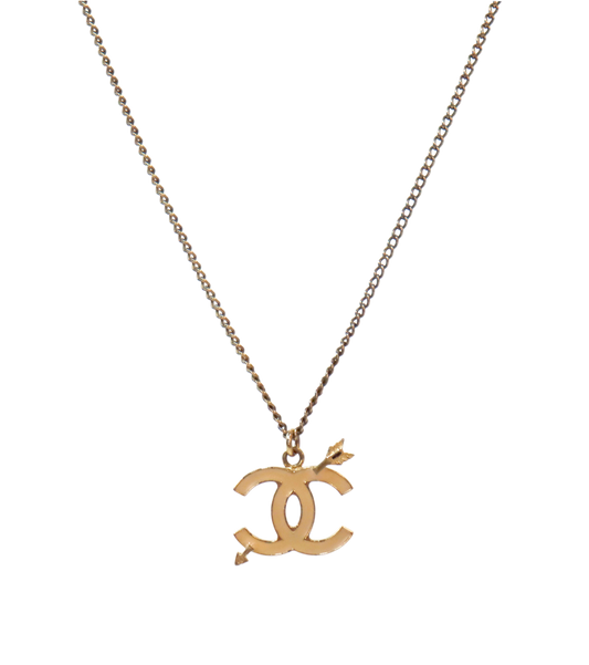 Chanel Beige Cupid CC Gold Necklace