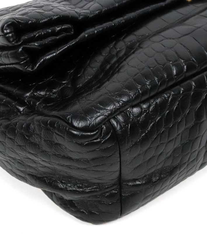 Balenciaga Black Medium Crocodile Monaco Bag