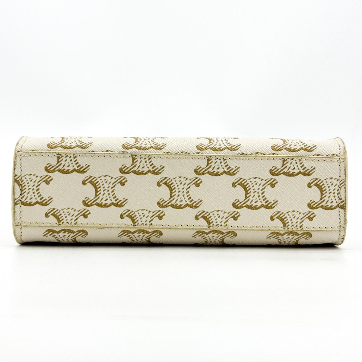 Celine Mini Vertical Cabas Bag Triomphe Canvas White Tan