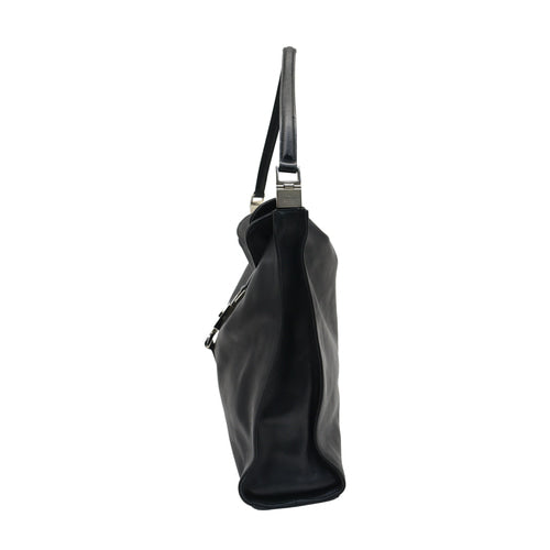 Black leather shoulder bag