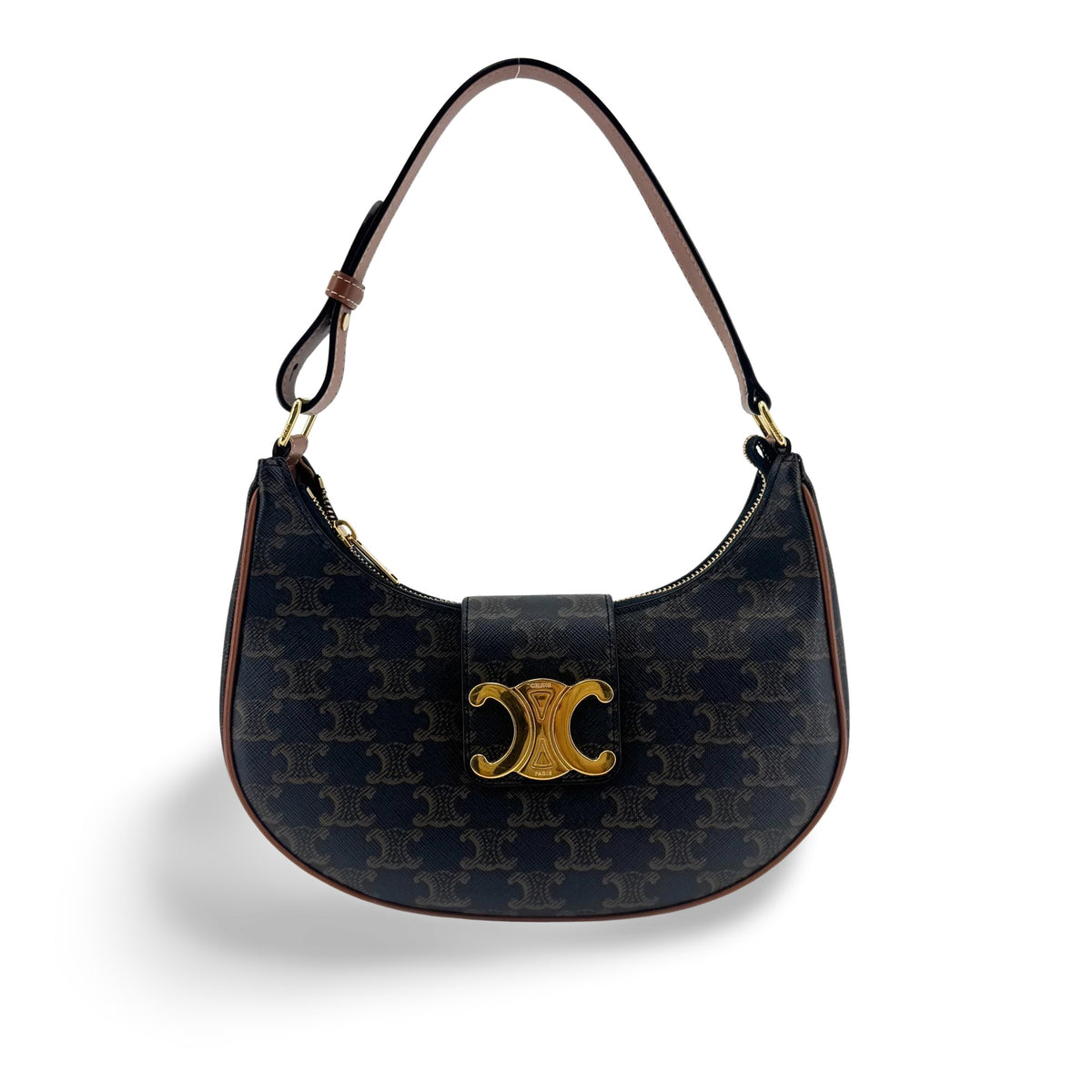 Celine Ava Triomphe Bag Triomphe Canvas and Calfskin Tan