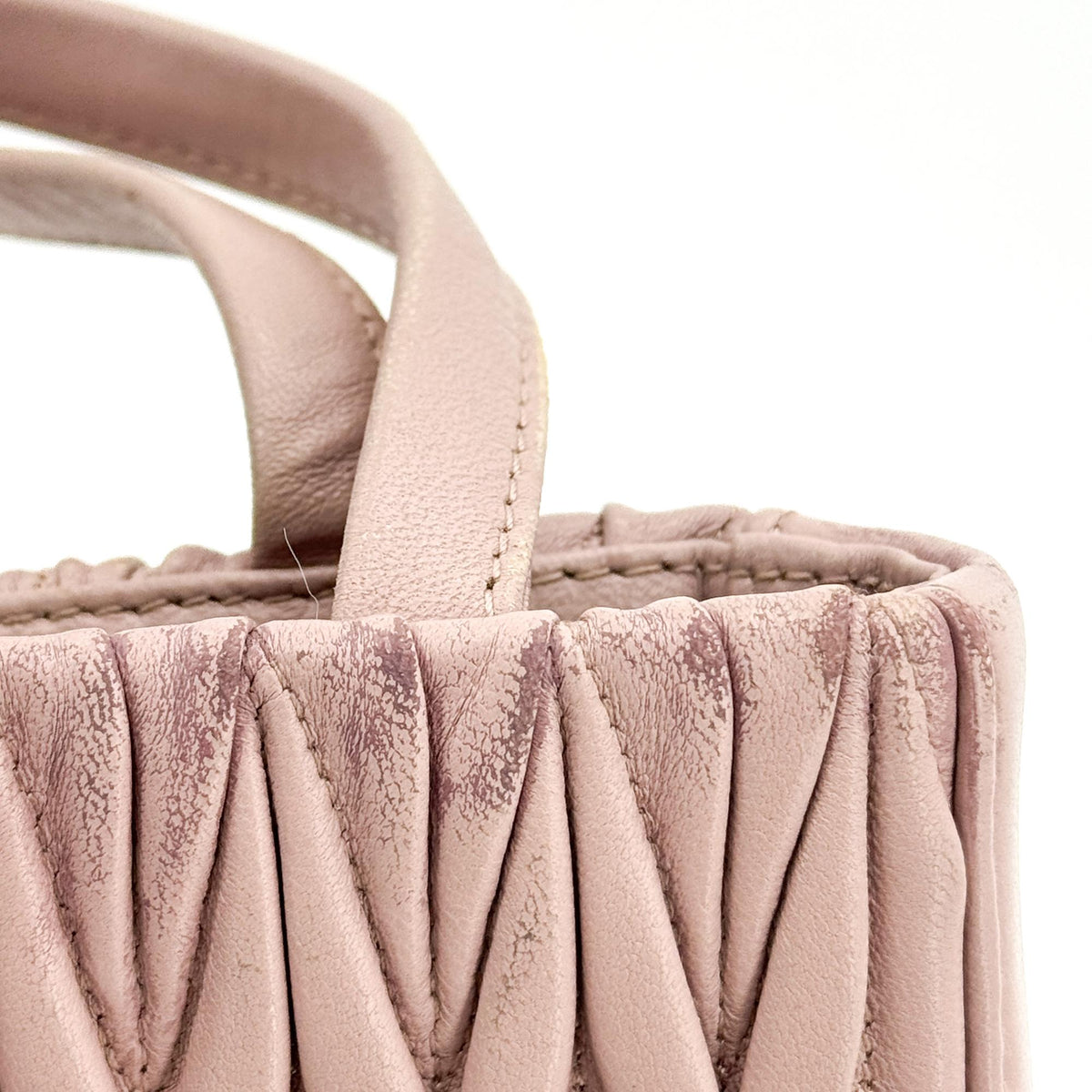 Miu Miu Matelassé Napa Leather Mini Tote Bag Opal Pink