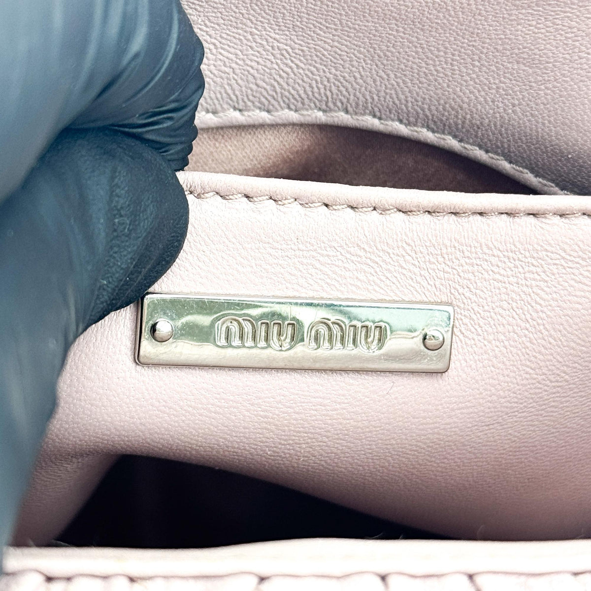 Miu Miu Matelassé Napa Leather Mini Tote Bag Opal Pink