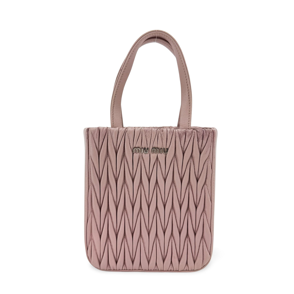 Miu Miu Matelassé Napa Leather Mini Tote Bag Opal Pink