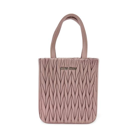 Miu Miu Matelassé Napa Leather Mini Tote Bag Opal Pink