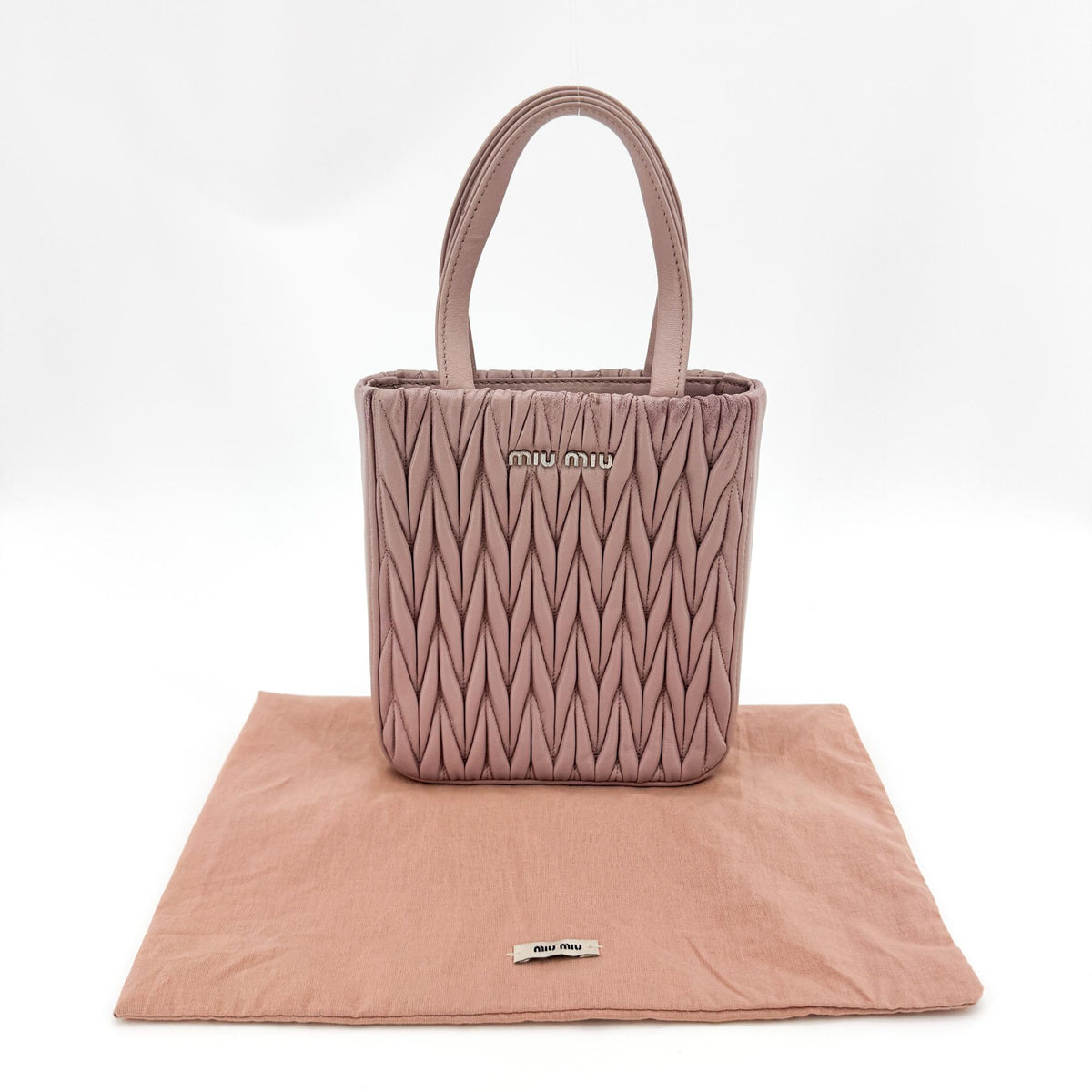 Miu Miu Matelassé Napa Leather Mini Tote Bag Opal Pink