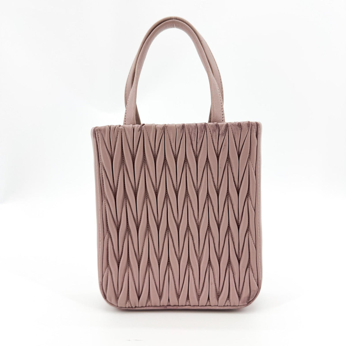 Miu Miu Matelassé Napa Leather Mini Tote Bag Opal Pink