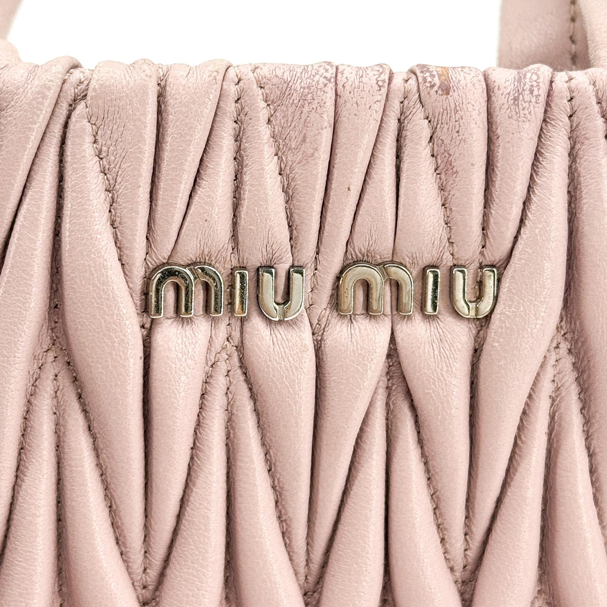 Miu Miu Matelassé Napa Leather Mini Tote Bag Opal Pink