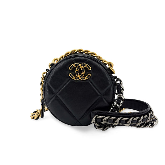Chanel 19 Round Clutch with Chain Black