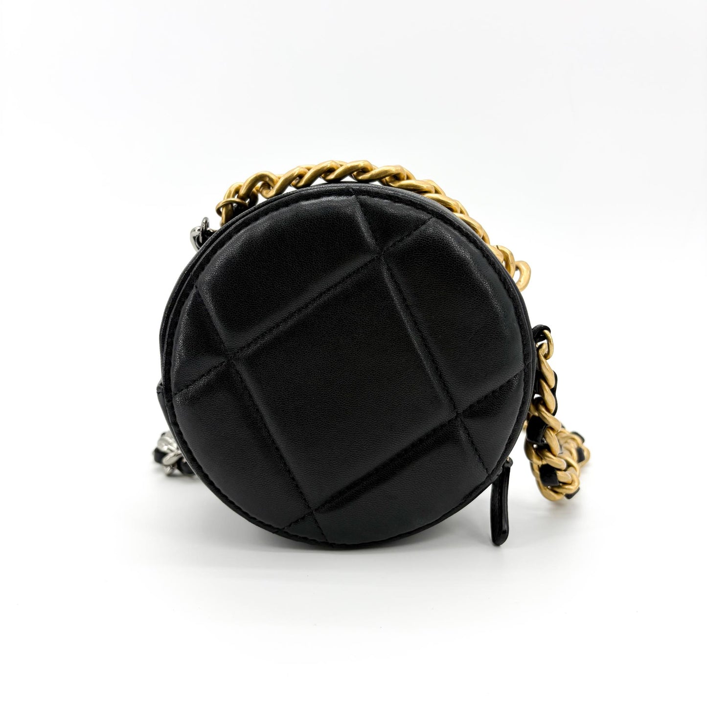 Chanel 19 Round Clutch with Chain Black