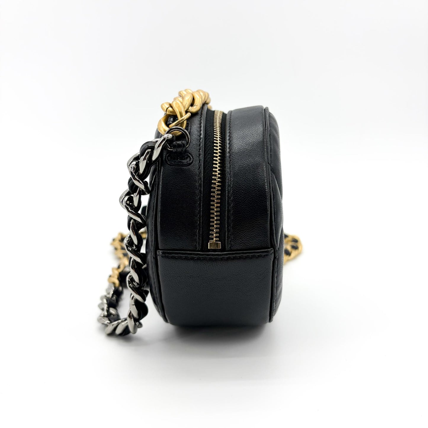 Chanel 19 Round Clutch with Chain Black