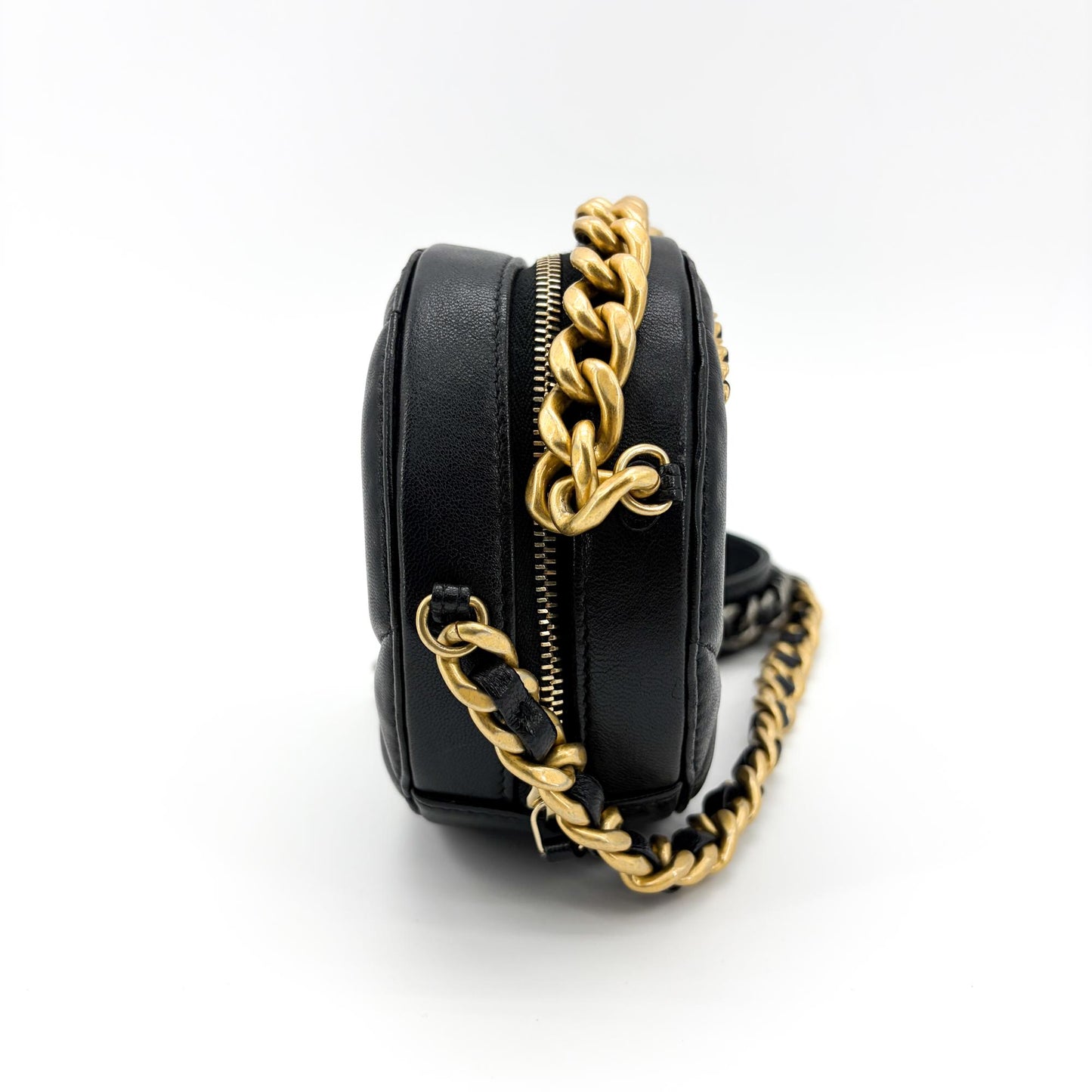 Chanel 19 Round Clutch with Chain Black