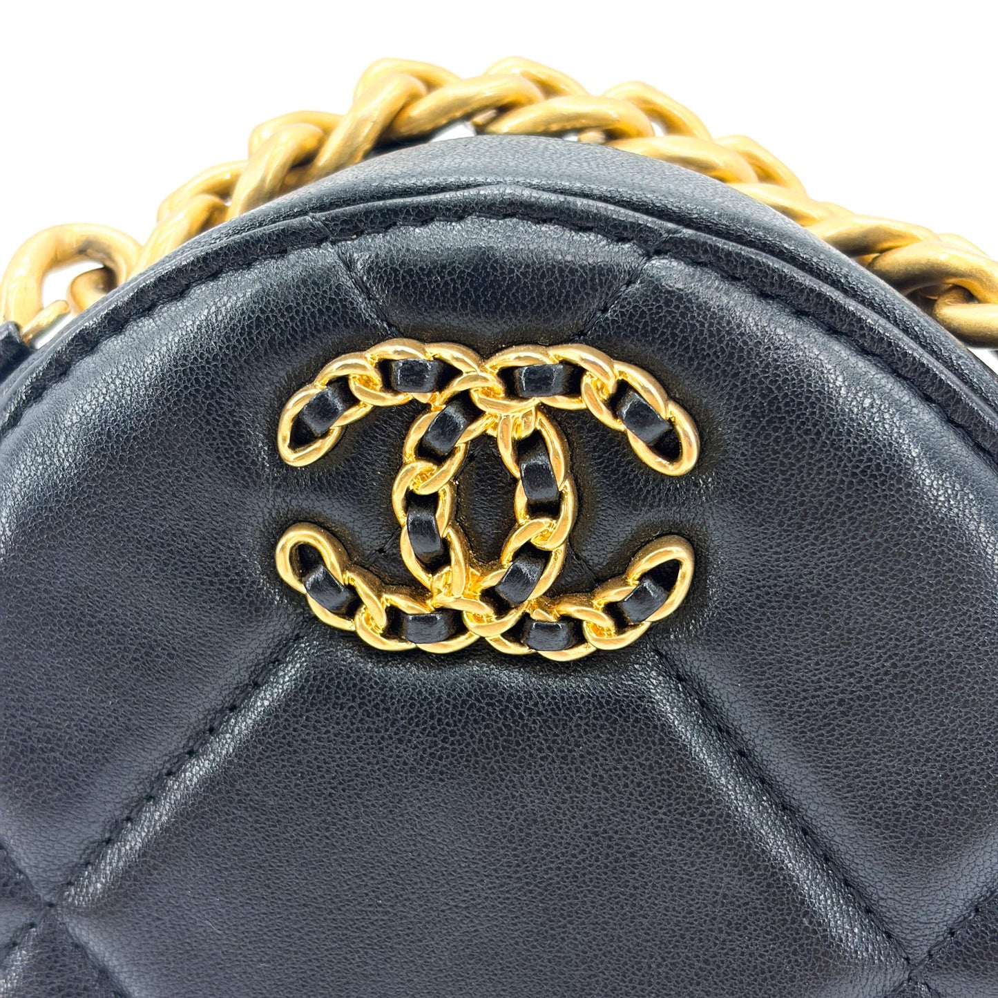 Chanel 19 Round Clutch with Chain Black