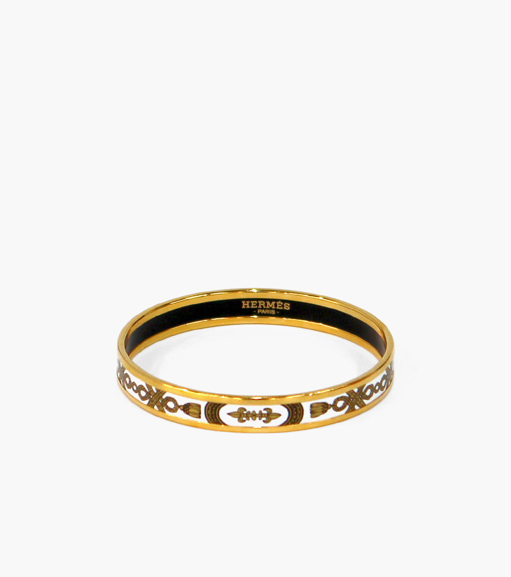 Hermès Ivory Enamel Bangle Bracelet