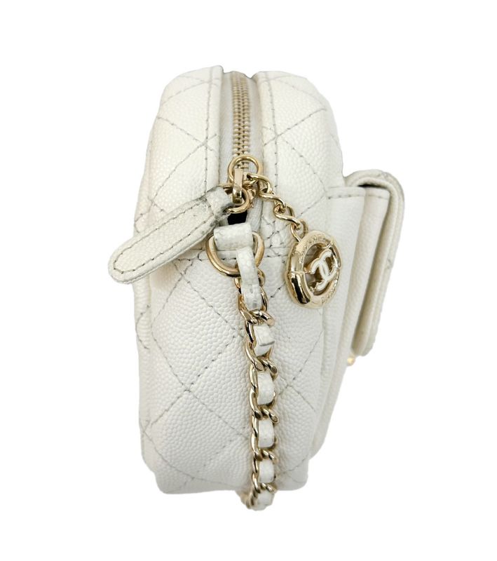 Chanel White Cosmetic Chain Shoulder Bag