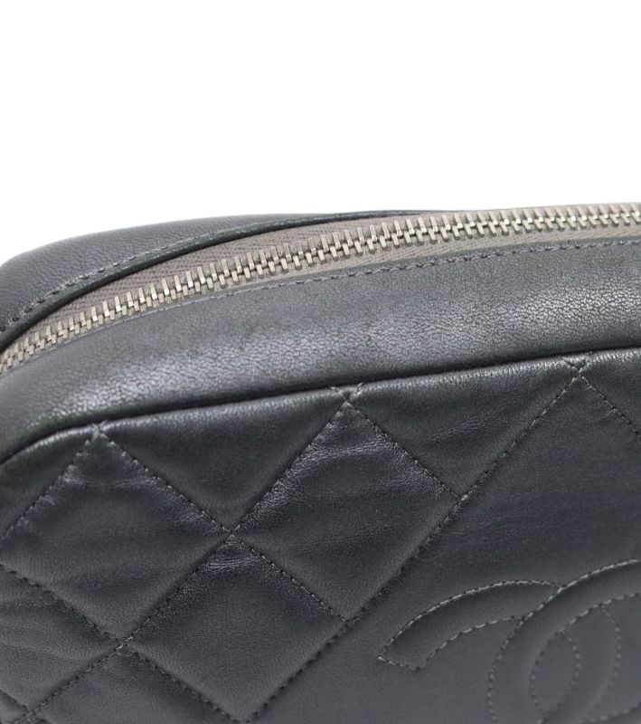 Chanel Metallic Silver Leather Camera Crossbody Bag
