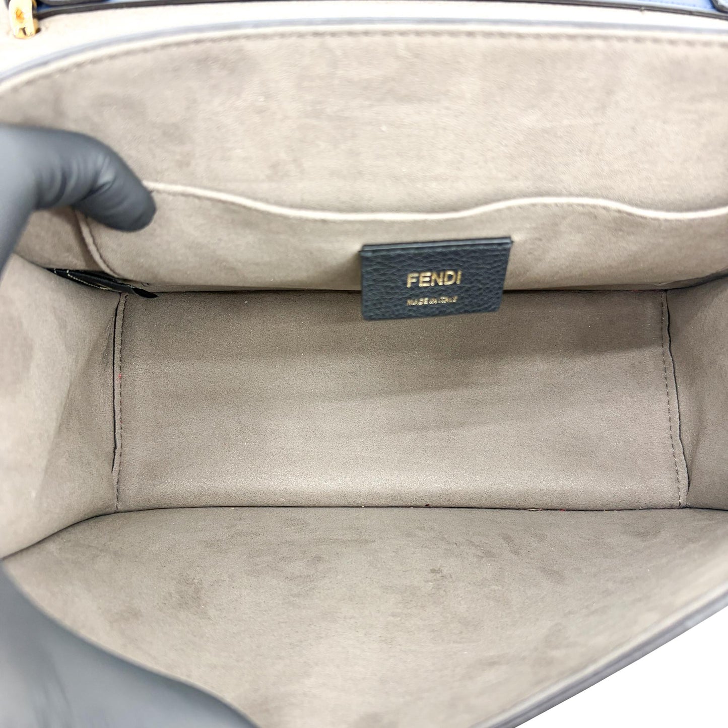 Fendi Can I F Shoulder Bag Navy Gold Hardware