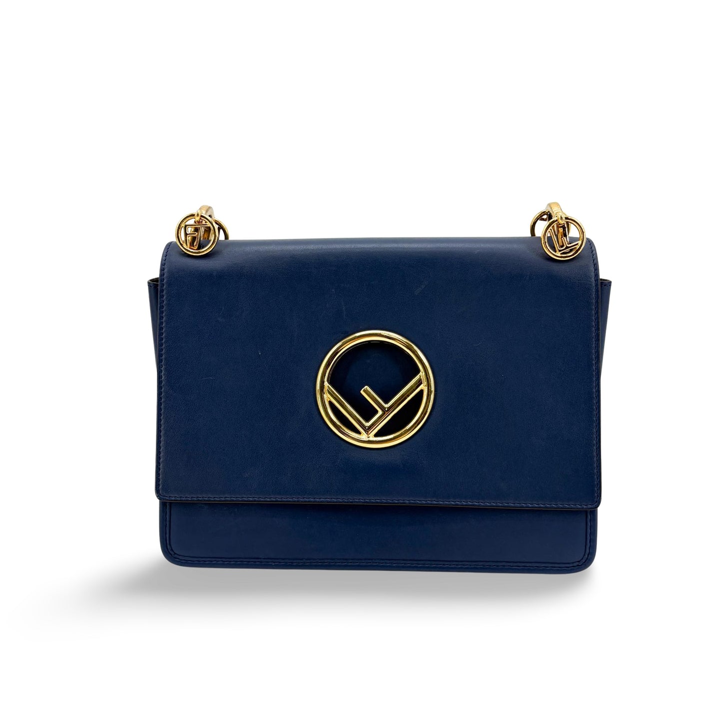 Fendi Can I F Shoulder Bag Navy Gold Hardware